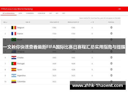 一文教你快速查看最新FIFA国际比赛日赛程汇总实用指南与提醒